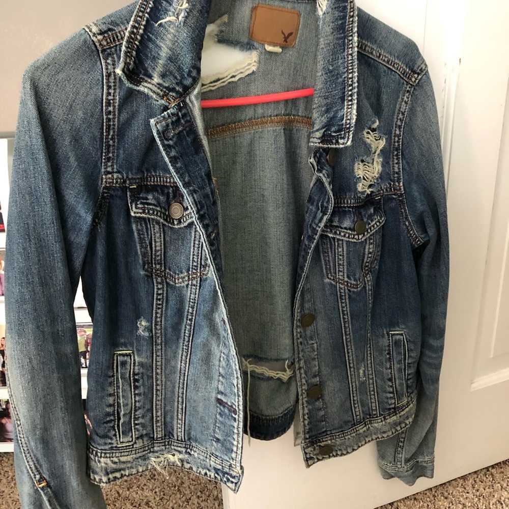 american eagle ripped jean jacket